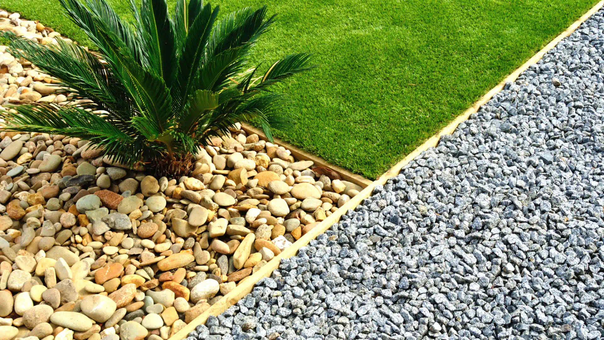 landscaping combinations of grass plant and stones